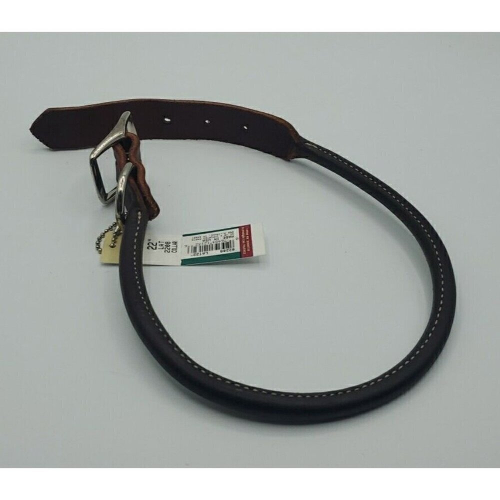 Circle T Pet Brown Leather Round Flat Rolled Dog Collar - 22 Inch NWT - Picture 4 of 7